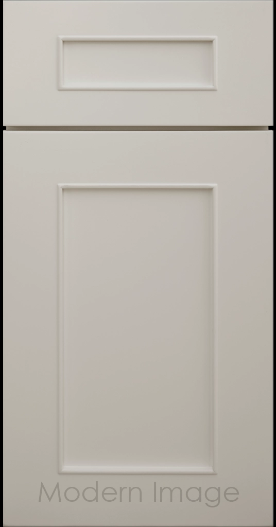 Chandler Shaker kitchen cabinet in Gray color, showing the raised trim surrounding the center panel.